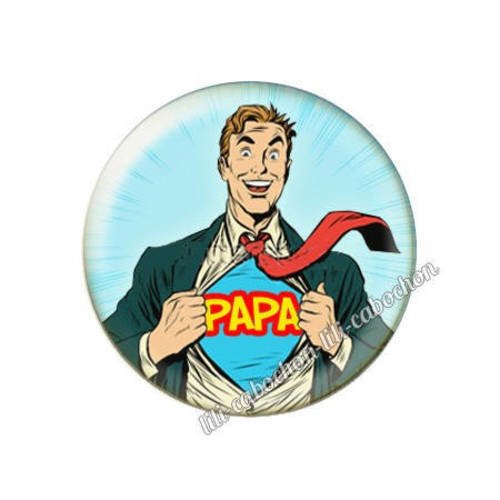 Cabochon résine a coller 25 mm super pouvoir papa av4