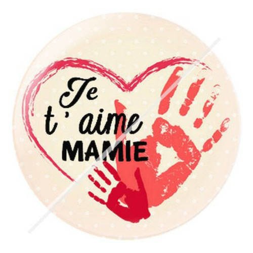 Cabochon résine a coller 25 mm je t'aime mamie 9 