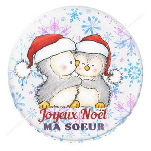 Cabochon résine a coller 25 mm joyeux noël marraine b13 