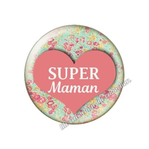 Cabochon résine a coller 25 mm maman ah94