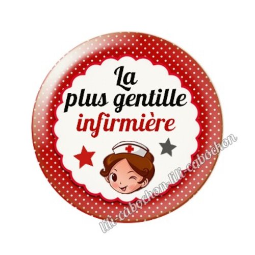 Cabochon résine a coller 25 mm infirmière ah1