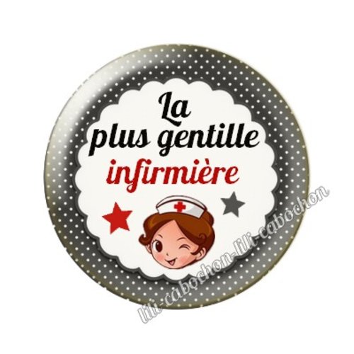 Cabochon résine a coller 25 mm infirmière ah2