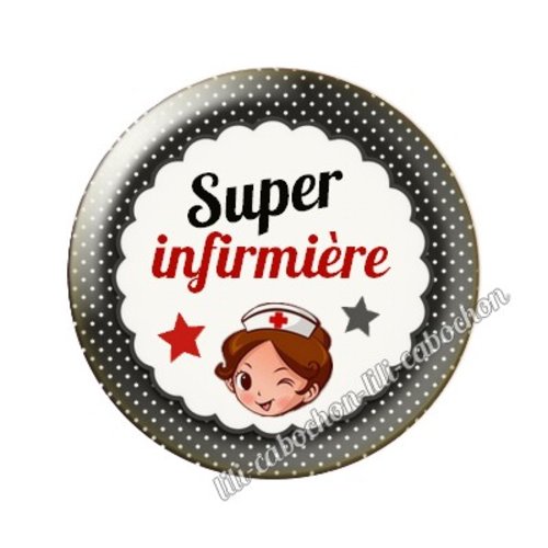 Cabochon résine a coller 25 mm infirmière ah5