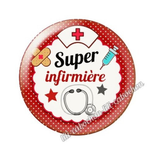 Cabochon résine a coller 25 mm infirmière ah7