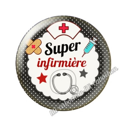 Cabochon résine a coller 25 mm infirmière ah8