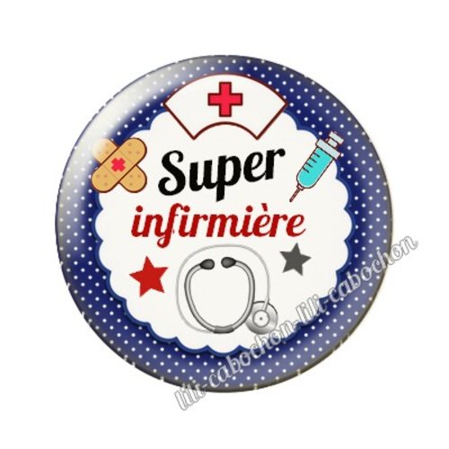 Cabochon résine a coller 25 mm infirmière ah9