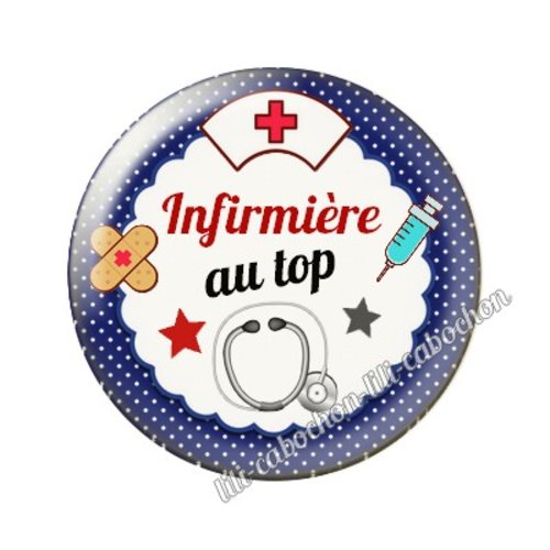 Cabochon résine a coller 25 mm infirmière ah12