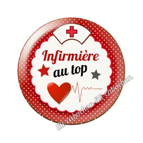 Cabochon résine a coller 25 mm infirmière ah13