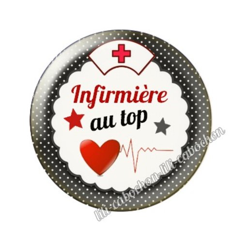 Cabochon résine a coller 25 mm infirmière ah14