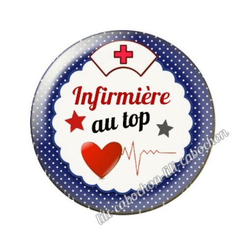 Cabochon résine a coller 25 mm infirmière ah15