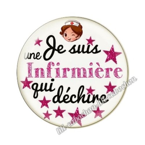 Cabochon résine a coller 25 mm infirmière ah16
