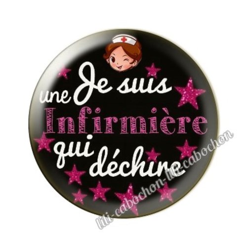 Cabochon résine a coller 25 mm infirmière ah17