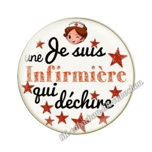 Cabochon résine a coller 25 mm infirmière ah18