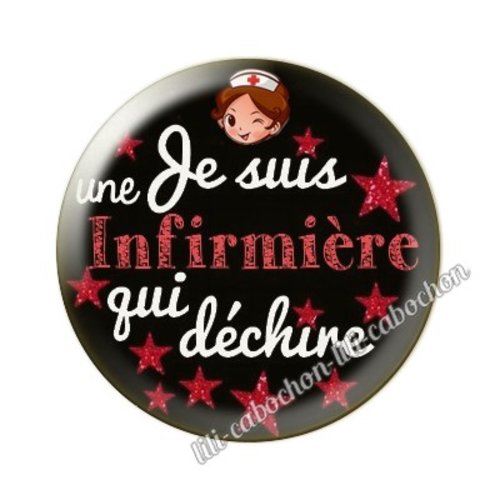 Cabochon résine a coller 25 mm infirmière ah19