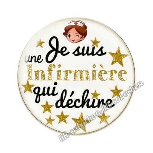 Cabochon résine a coller 25 mm infirmière ah20