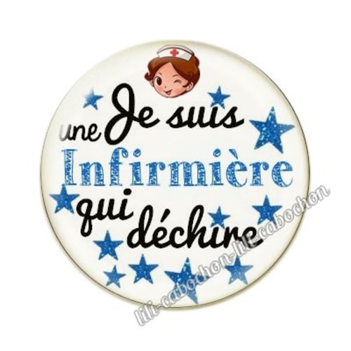 Cabochon résine a coller 25 mm infirmière ah21
