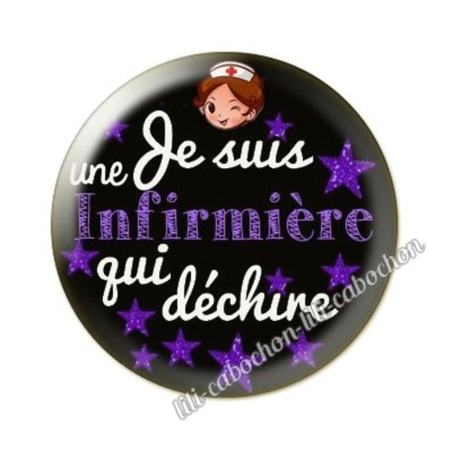 Cabochon résine a coller 25 mm infirmière ah23
