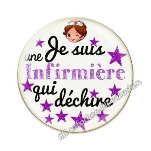 Cabochon résine a coller 25 mm infirmière ah24