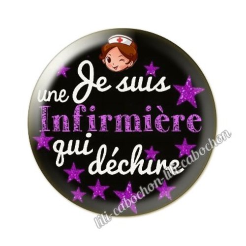Cabochon résine a coller 25 mm infirmière ah25