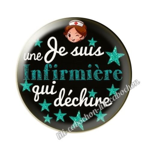 Cabochon résine a coller 25 mm infirmière ah27
