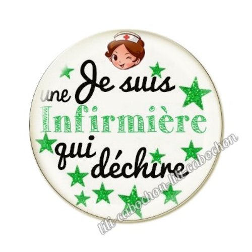 Cabochon résine a coller 25 mm infirmière ah28