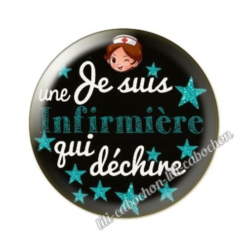 Cabochon résine a coller 25 mm infirmière ah29