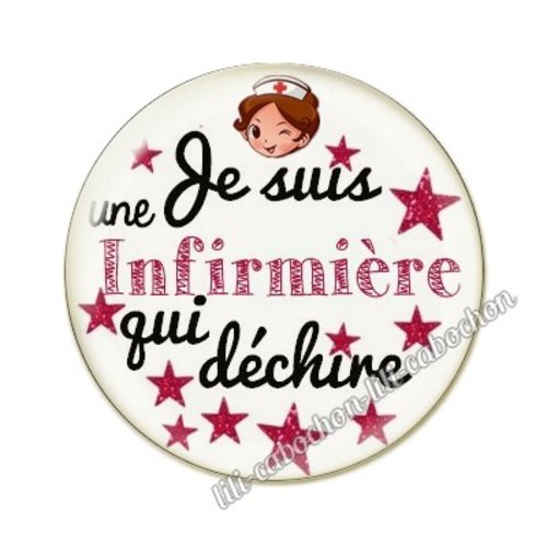 Cabochon résine a coller 25 mm infirmière ah30