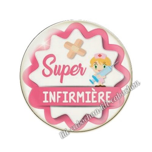 Cabochon résine a coller 25 mm infirmière ah33