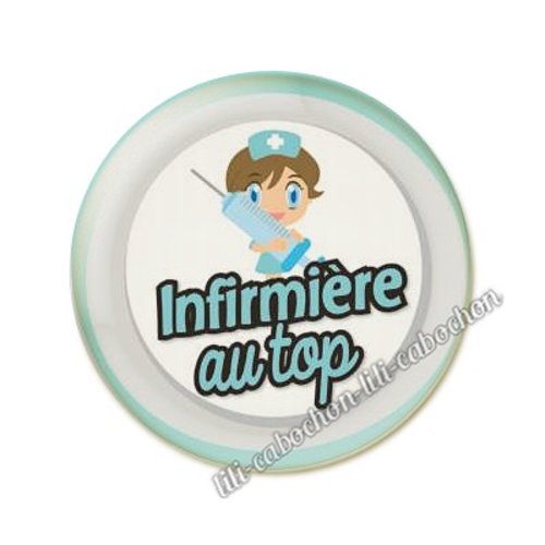Cabochon résine a coller 25 mm infirmière ah34