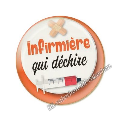 Cabochon résine a coller 25 mm infirmière ah36