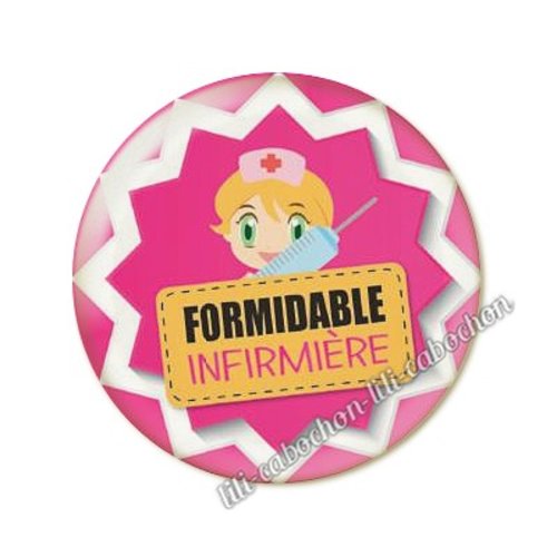 Cabochon résine a coller 25 mm infirmière ah37