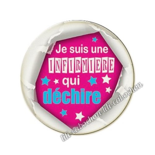 Cabochon résine a coller 25 mm infirmière ah38