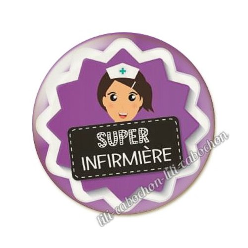 Cabochon résine a coller 25 mm infirmière ah40