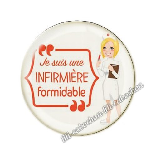 Cabochon résine a coller 25 mm infirmière ah41