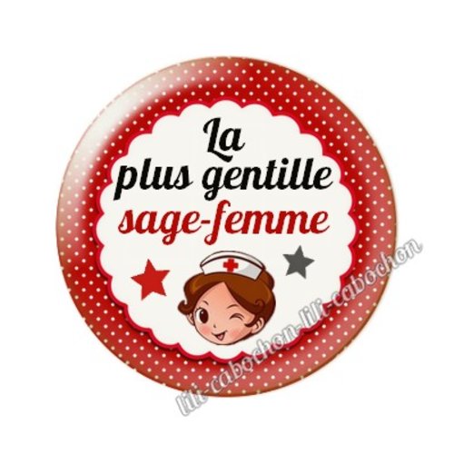 Cabochon résine a coller 25 mm sage-femme ah42
