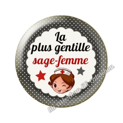 Cabochon résine a coller 25 mm sage-femme ah2