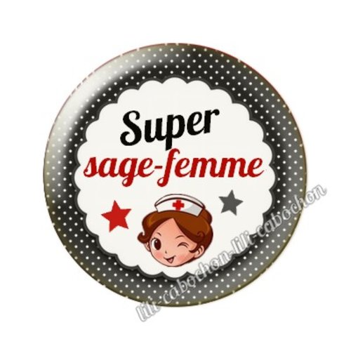 Cabochon résine a coller 25 mm sage-femme ah4
