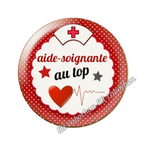 Cabochon résine a coller 25 mm aide-soignante ah7