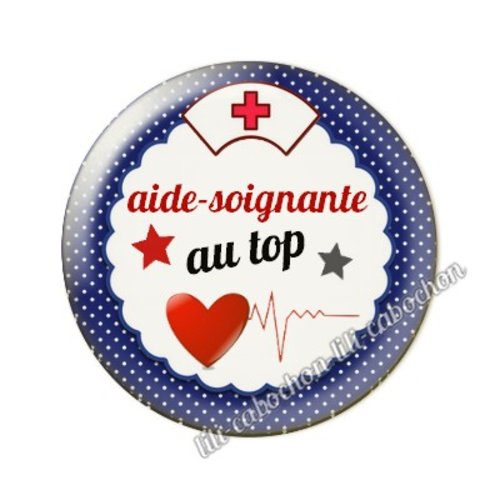 Cabochon résine a coller 25 mm aide-soignante ah9