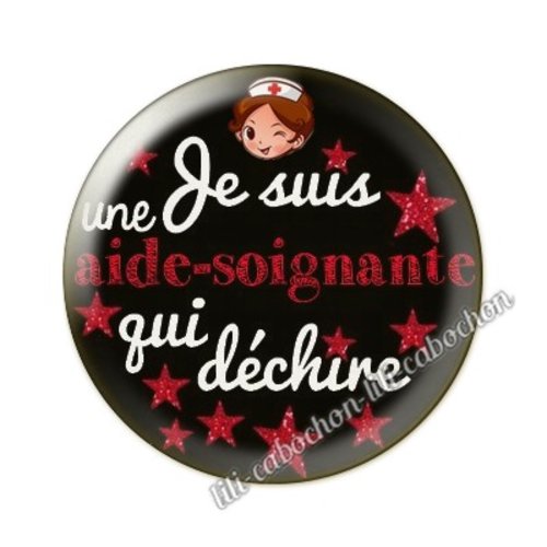 Cabochon résine a coller 25 mm aide-soignante ah13