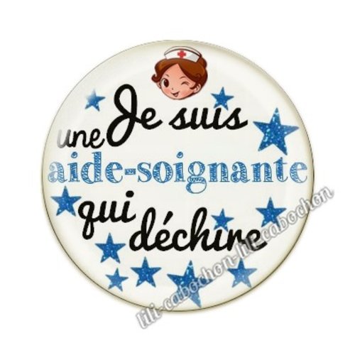 Cabochon résine a coller 25 mm aide-soignante ah16