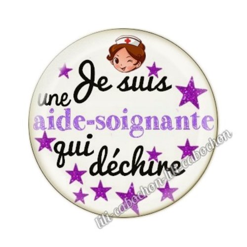 Cabochon résine a coller 25 mm aide-soignante ah17