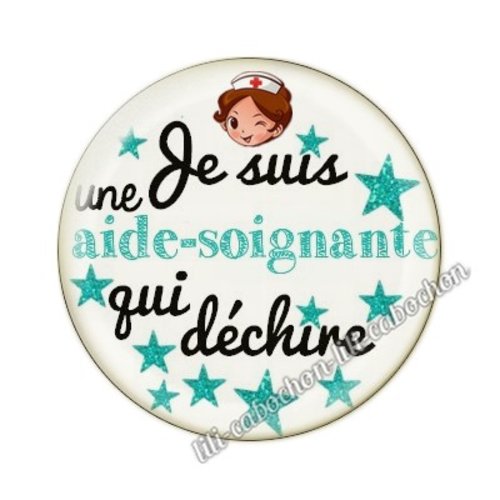 Cabochon résine a coller 25 mm aide-soignante ah20