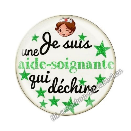 Cabochon résine a coller 25 mm aide-soignante ah22