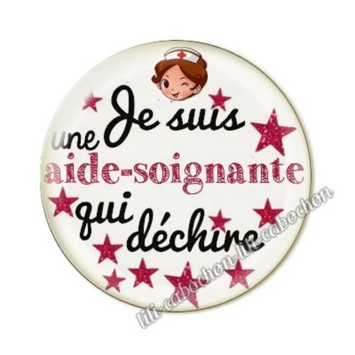 Cabochon résine a coller 25 mm aide-soignante ah24