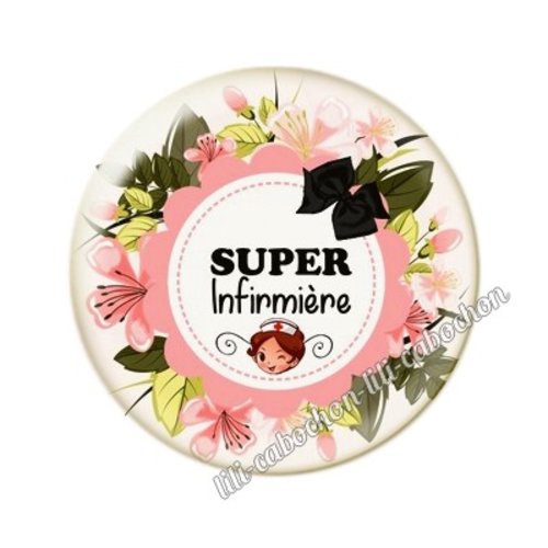 Cabochon résine a coller 25 mm infirmière ai3