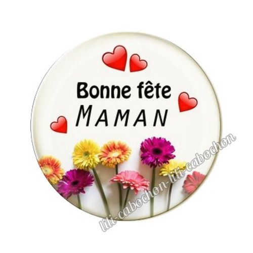 Cabochon résine a coller 25 mm maman ai15