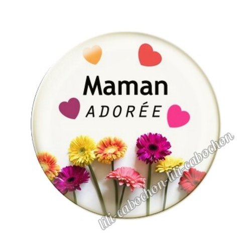Cabochon résine a coller 25 mm maman ai16