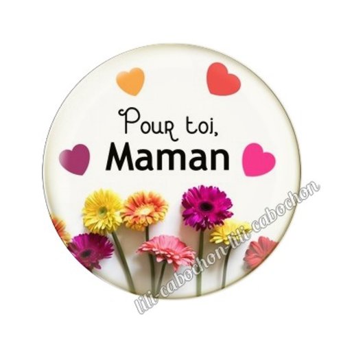 Cabochon résine a coller 25 mm maman ai17