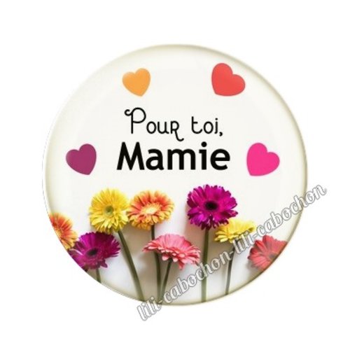 Cabochon résine a coller 25 mm mamie ai14